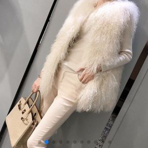 BCBGMaxazaria Ivory Furry Long Open Cardigan Shaggy Sweater Vest